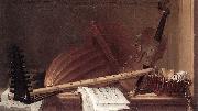 HUILLIOT, Pierre Nicolas Still-Life of Musical Instruments sf Spain oil painting artist